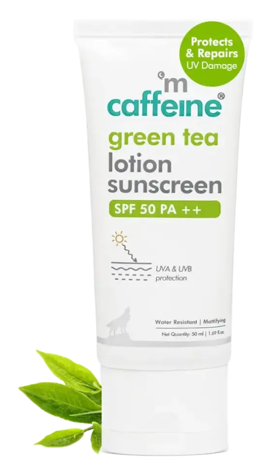 mCaffeine Green Tea Sunscreen SPF 50 PA++ with Niacinamide