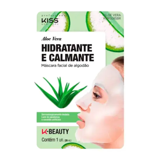Kiss Máscara Facial De Algodão Aloe Vera