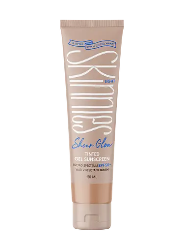 Skinnies Sheer Glow Tinted Gel Sunscreen Light SPF50 Medium, Bronze