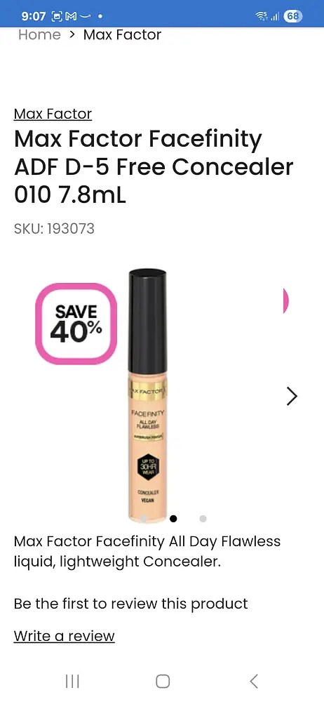 Max Factor X Facefinity ADF D-5 Free Concealer