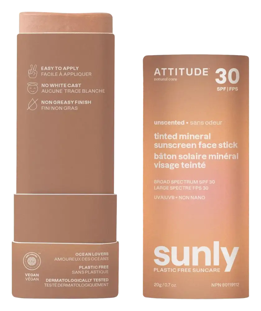 ATTITUDE Sunly Tinted Mineral Sunscreen Face Stick SPF 30