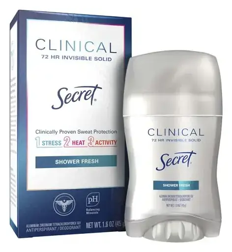Secret Clinical Strength Invisible Solid Antiperspirant Deodorant Shower Fresh