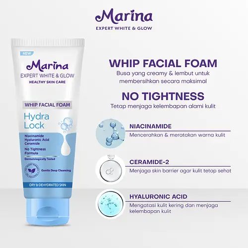 Marina Expert White & Glow Whip Facial Foam- Hydra Lock