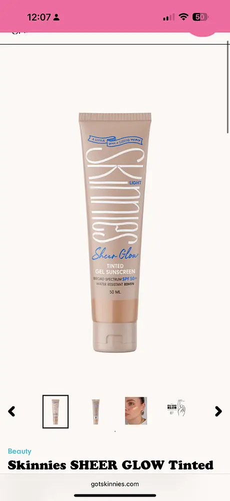 Skinnies Skinnies Sheer Glow Tined Gel sunscreen light spf 50 Medium, Bronze