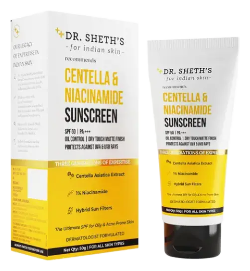 Dr. Sheth's Centella & Niacinamide Sunscreen SPF50