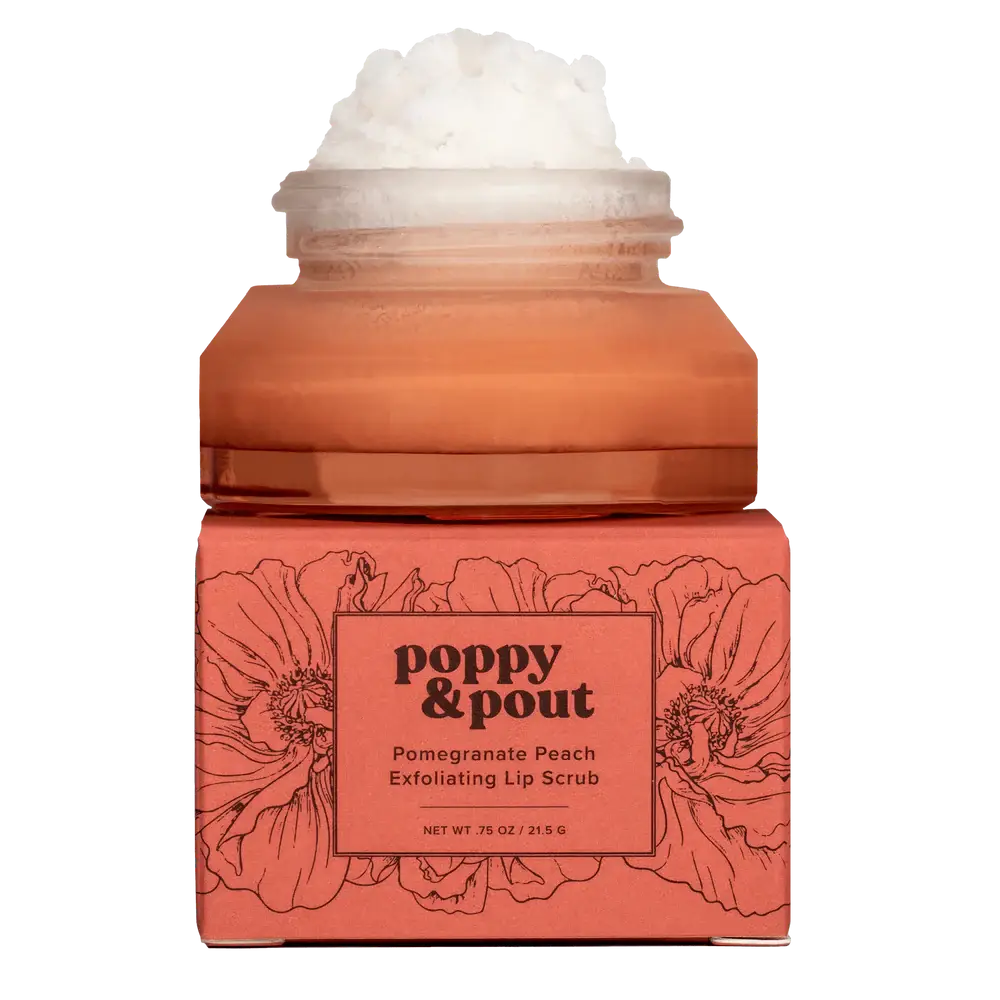 Poppy & Pout Exfoliating Lip Scrub Pomegranate peach