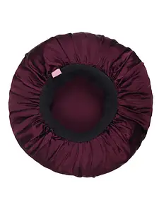 Manetain Mulberry Silk Bonnet Lycra Band Wine With No Tying Option