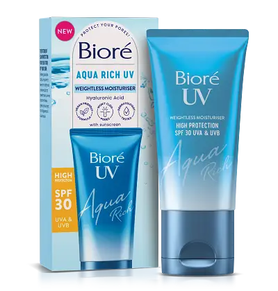 Biore Aqua Rich UV Weightless Moisturiser High Protection UVA UVB SPF 30