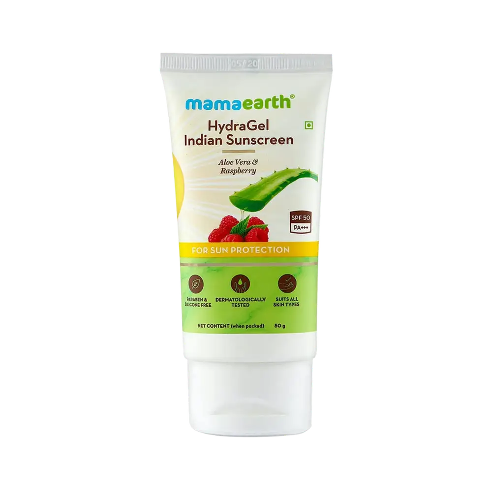 Mamaearth Hydragel Indian Sunscreen SPF 50 Aloe vera & Raspberry