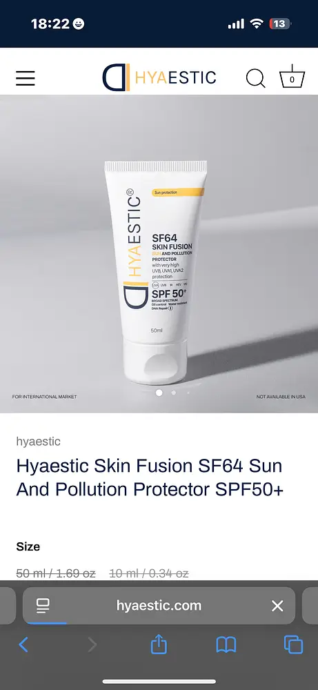Hyaestic Skin Fusion SF64 Sun And Pollution Protector SPF50+