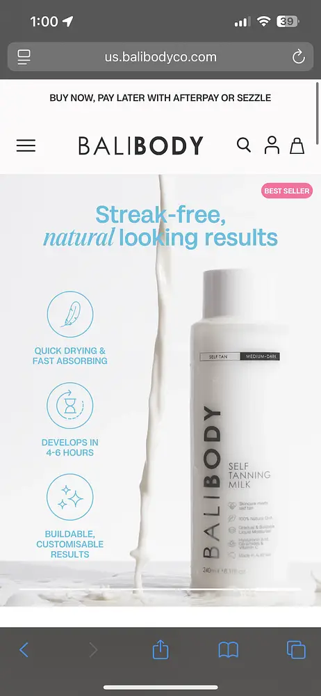 Bali Body Self Tanning Milk