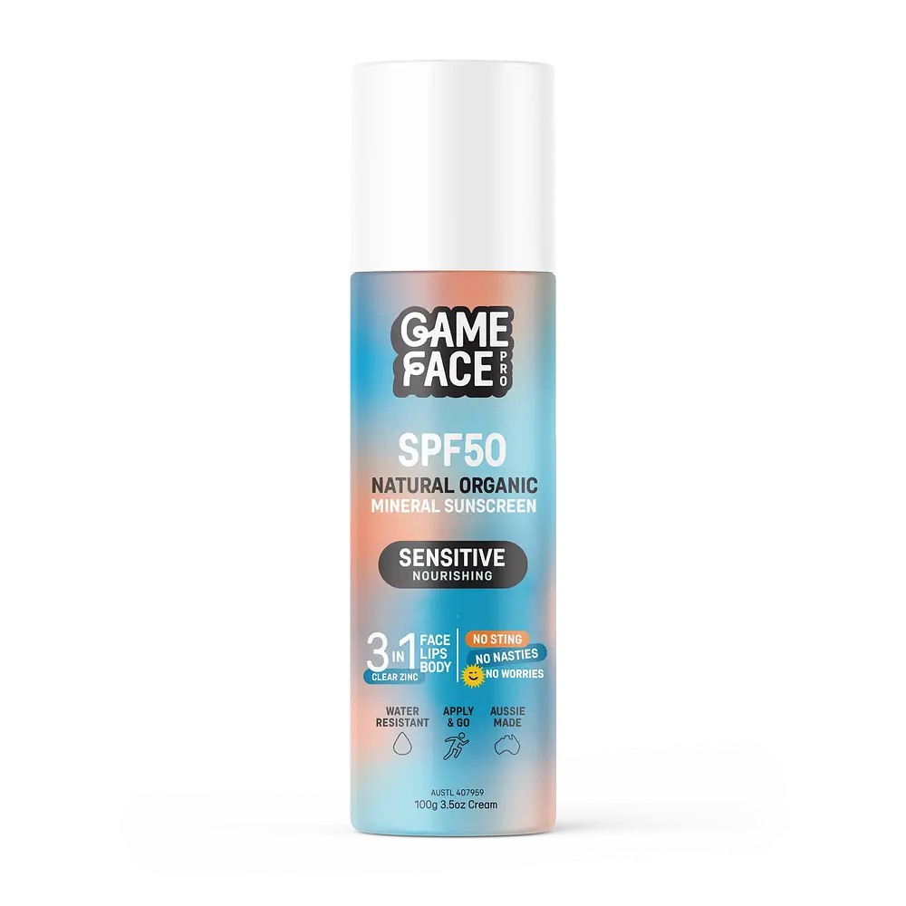 Game Face Pro Sensitive Nourishing SPF50 Natural Organic Mineral Sunscreen