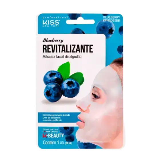 Kiss Máscara Facial De Algodão Blueberry