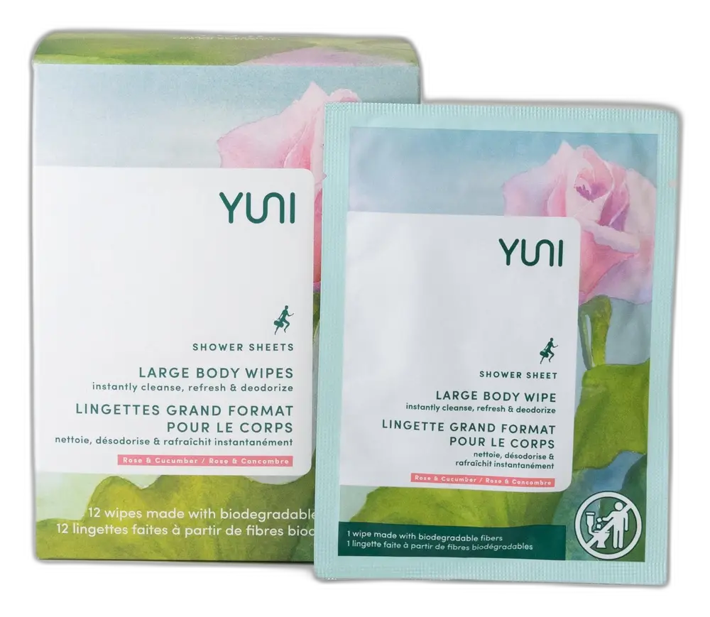 Yuni Beauty Shower Sheets Large Body Wipes Rose Cucumber