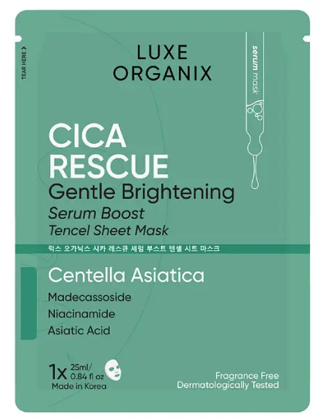 Luxe Organix Cica Rescue Gentle Brightening Serum Boost Tencel Sheet Boost