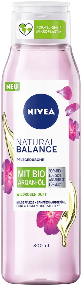 Nivea Wild Rose & Argan Oil Natural Balance Shower Gel Germany
