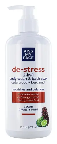 Kiss My Face De-Stress 2-In-1 Body Wash & Bath Soak Cedarwood + Bergamot