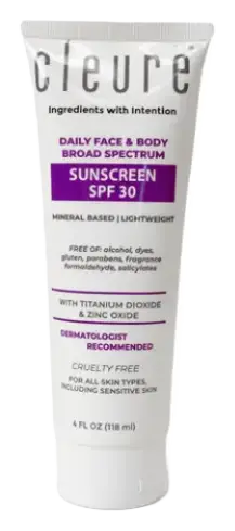 Cleure Zinc Oxide Mineral Sunscreen SPF 30