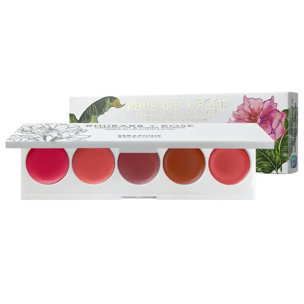 Seraphine Botanicals Rhubarb + Rose Creamy Lip & Cheek Palette