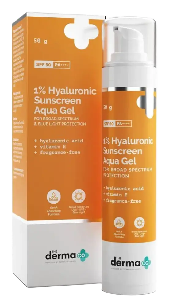 The Derma Co 1% Hyaluronic Sunscreen Aqua Gel With SPF 50 PA++++ Broad Spectrum
