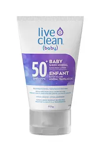 Live Clean Baby Sheer Mineral Sunscreen Lotion SPF 50+