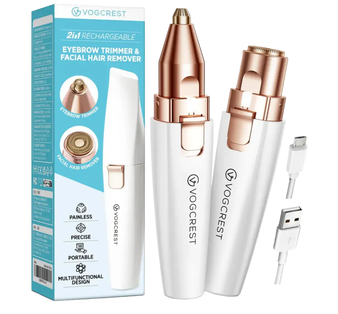 Vogcrest 2 In 1 Eyebrow & Facial Hair Trimmer White