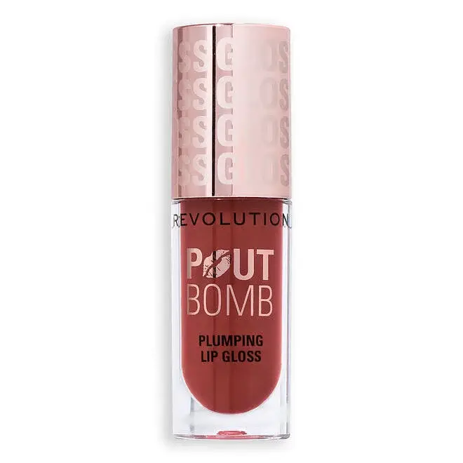 Revolution Beauty Pout Bomb Plumping Lip Gloss Cookie Warm Nude