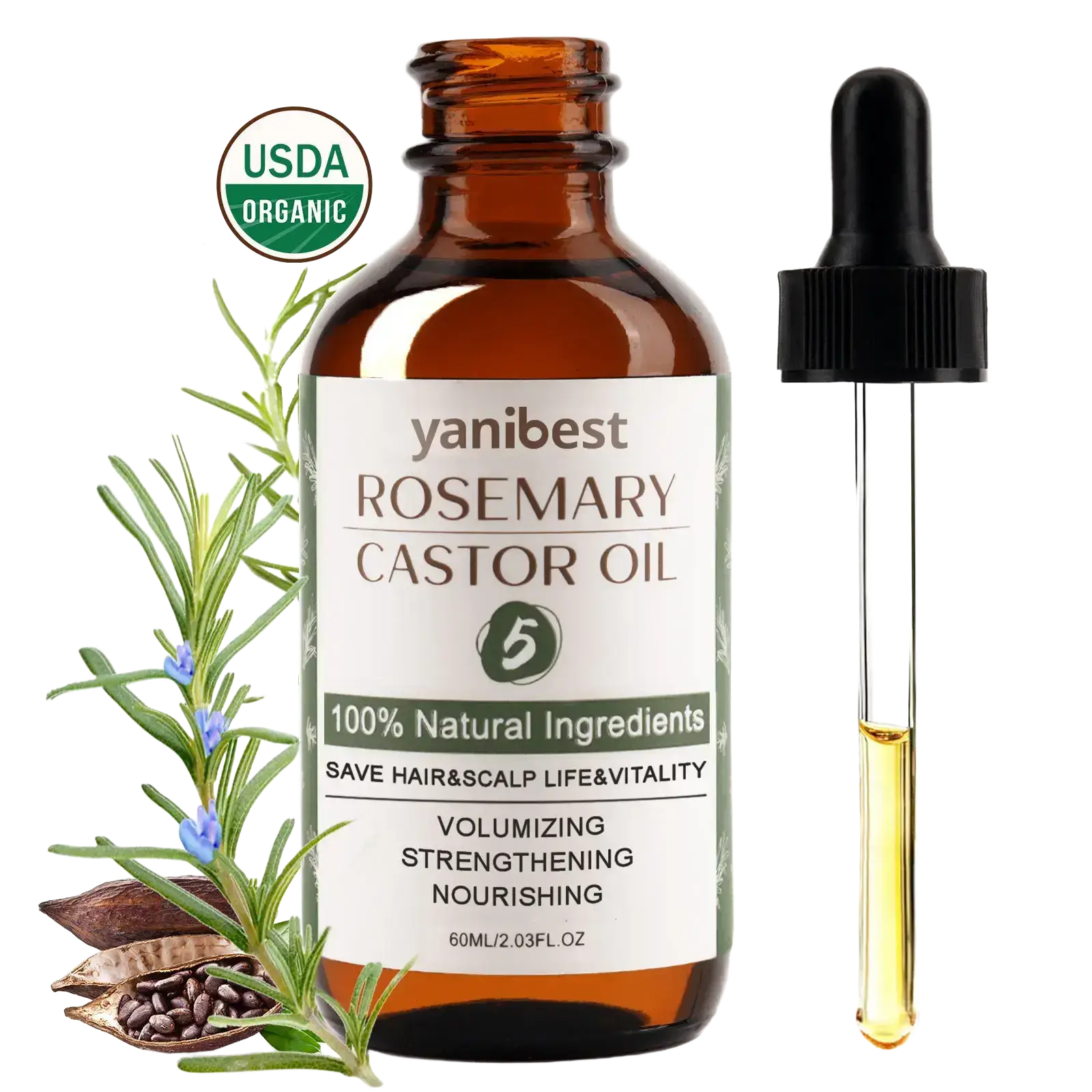 Yanibest 100% Natural Rosemary Castor Oil