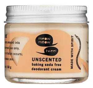 Meow Meow Tweet Deodorant Cream Unscented Baking Soda Free