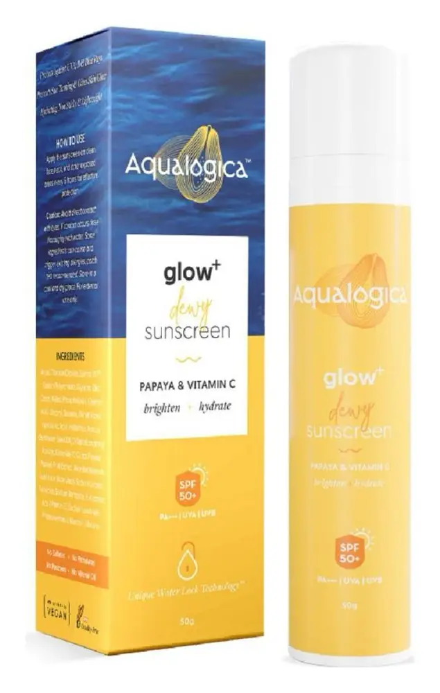 Aqualogica Glow+ Dewy Sunscreen with Papaya & Vitamin C  SPF 50 PA+++