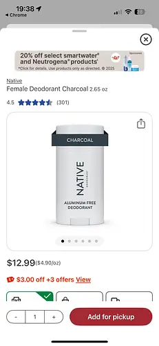 Native Deodorant Charcoal