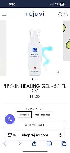Rejuvi 'H' Skin Healing Gel Fragrance free