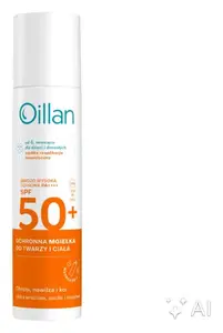Oillan ochronna mgiełka przeciwsłoneczna z filtrem SPF50 do skóry wrażliwe