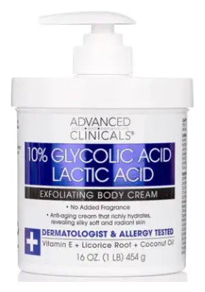 Advanced Clinicals 10% Glycolic Acid + Lactic Acid Exfoliating Body Cream