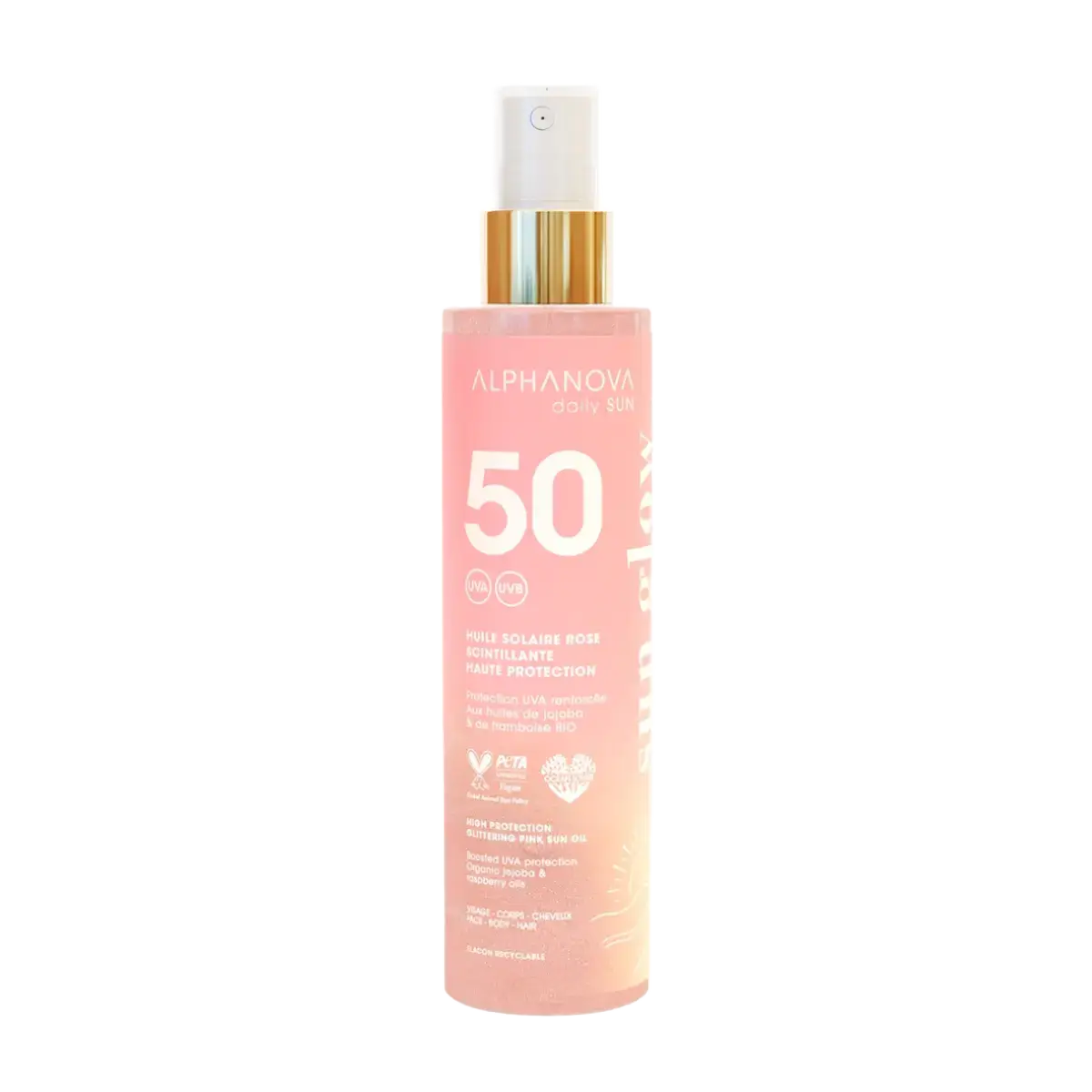 Alphanova High Protection Glittering Pink Sun Oil SPF 50