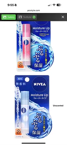 Nivea Moisture Lip Water Type Balm SPF 20 Unscented