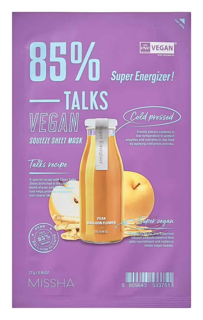 Missha Talks Vegan Squeeze Sheet Mask Super Energizer