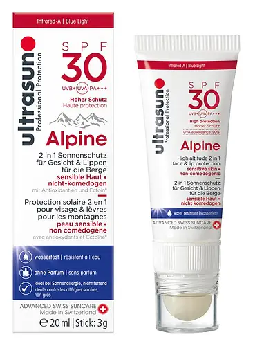Ultrasun Alpine High Altitude 2 In 1 Face & Lip Protection SPF 30