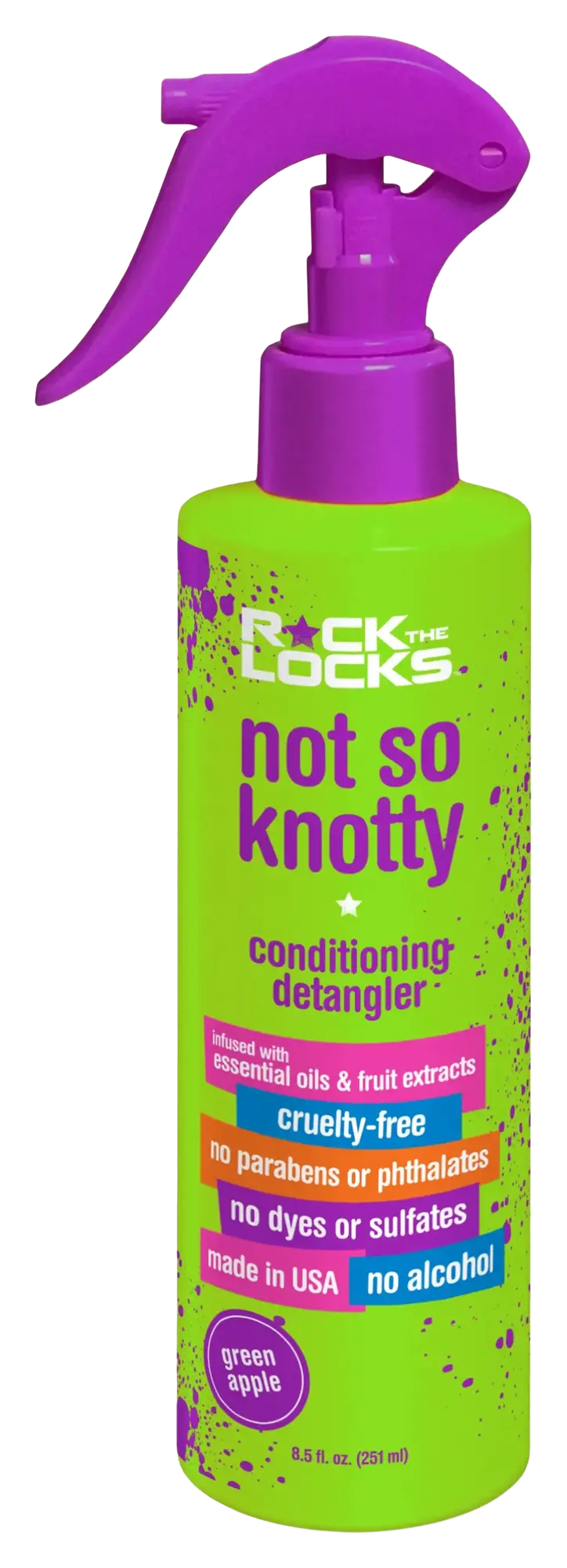 Rock The Locks Not So Knotty Conditioning Detangler Green Apple