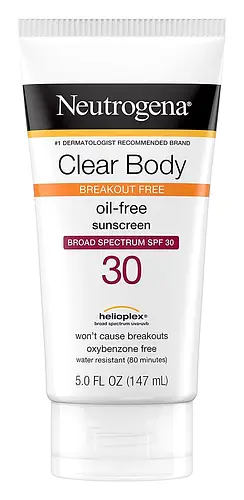 Neutrogena Clear Body Break-Out Free Liquid Lotion Sunscreen Broad Spectrum SPF 30