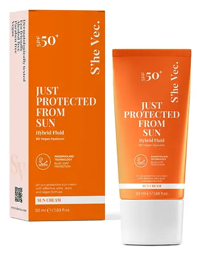 S'he vec Just Protected From Sun Hybrid Fluid Sun Cream SPF 50+