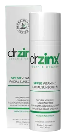 Dr Zinx Organic Vitamin C Mineral Sunscreen SPF 50 Zinc + Thuja (Hinokitiol)