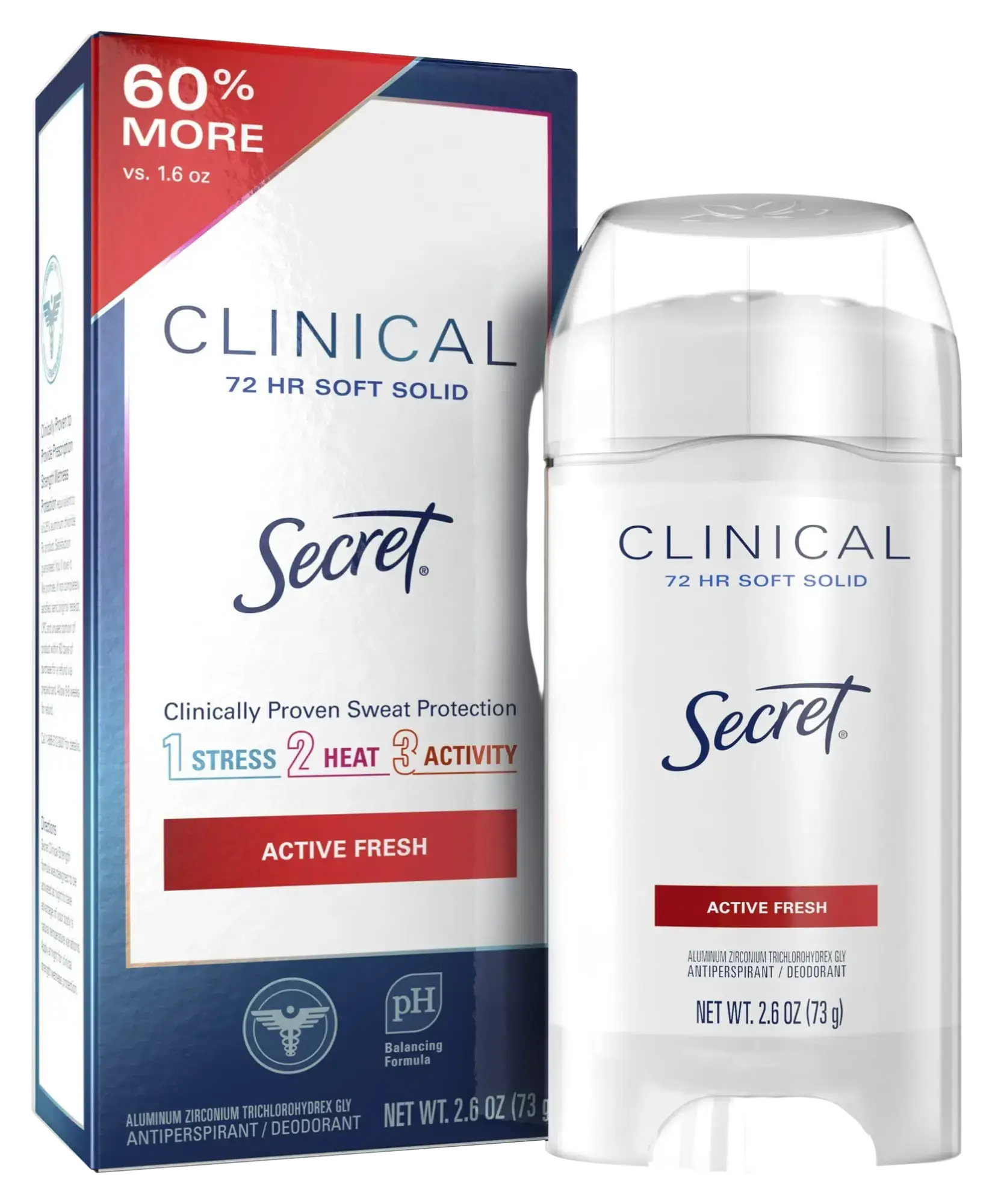 Secret Clinical 72 HR Soft Solid Antiperspirant Deodorant Active Fresh