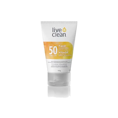Live Clean Face Sheer Mineral Sunscreen Lotion SPF 50+