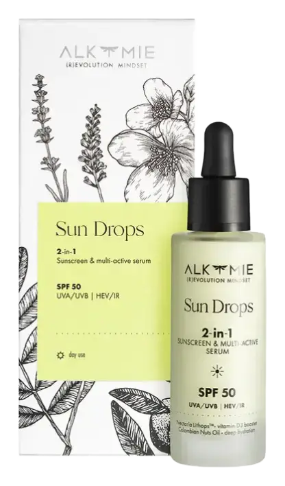 Alkmie Sun Drops 2 In 1 Sunscreen & Multi Active Serum SPF 50