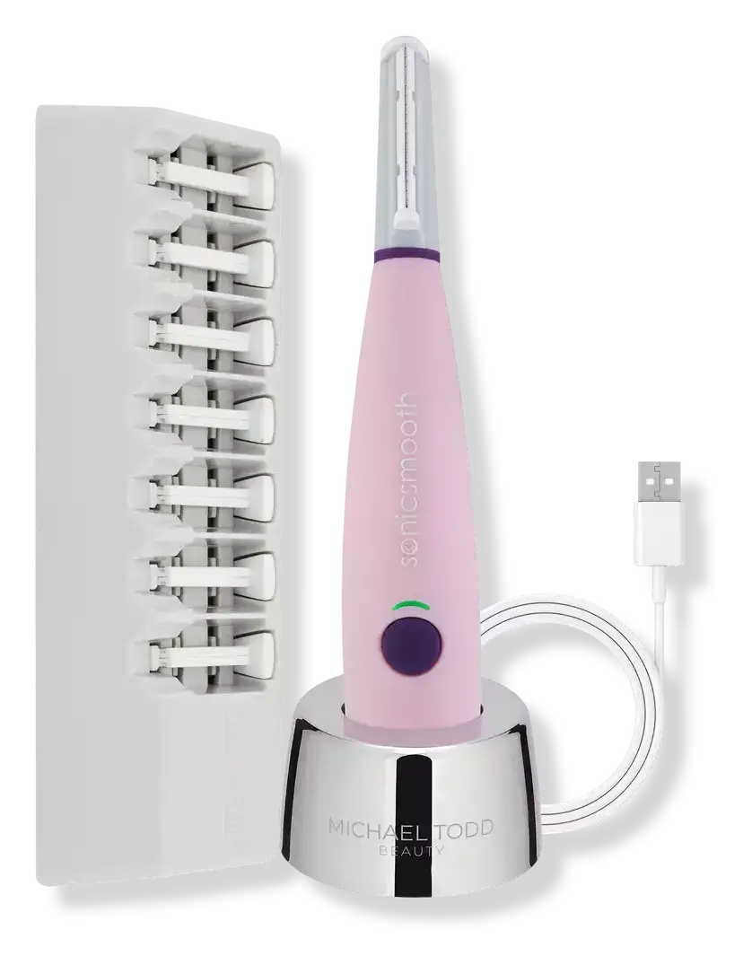 Michael Todd Beauty Sonicsmooth Sonic Dermaplaning Exfoliation & Peach Fuzz Removal System Pink