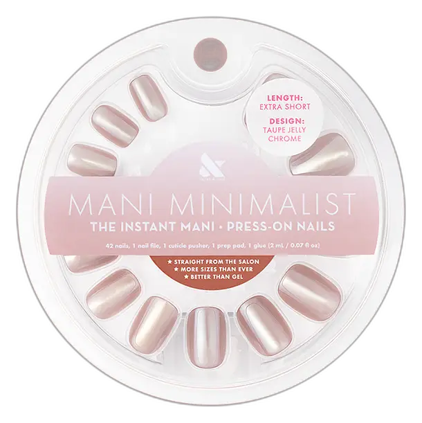 Olive & June Glue Press-Ons Extra Short Taupe Jelly Chrome