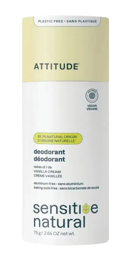 ATTITUDE Sensitive Natural Plastic-Free Deodorant Vanilla Cream