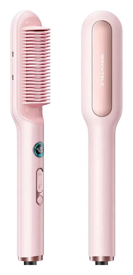 Wavytalk Sleek Sweep Ionic Hair Straightener Brush​ Pink