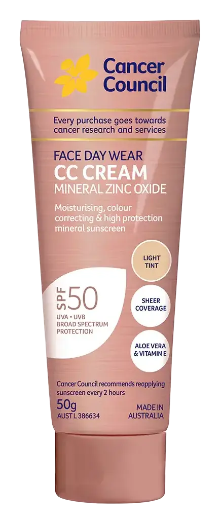 Cancer Council Face Day Wear CC Cream Mineral Zinc Oxide SPF 50 Light Tint